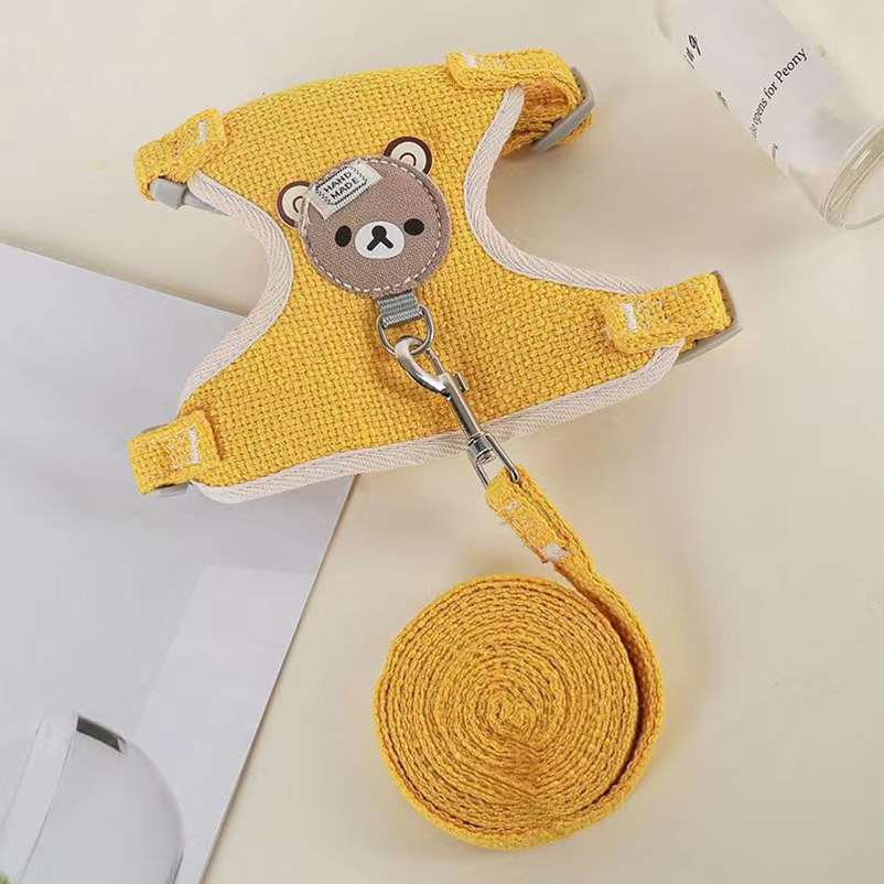 Correa para perro Winnie the Pooh, arnés para gato, perro que camina, perro pequeño, chaleco de peluche, arnés estilo, suministros para mascotas: S / Caqui oscuro