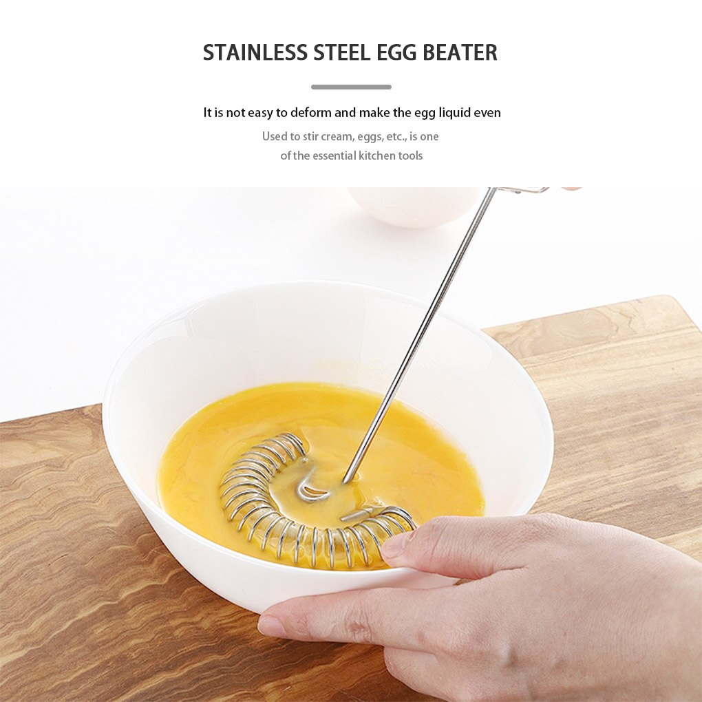 1PC jajko mieszadło trzepaczka robić jajek ze stali nierdzewnej ręczna sprężyna śrubowa wypieki cukiernicze trzepaczka robić kuchni