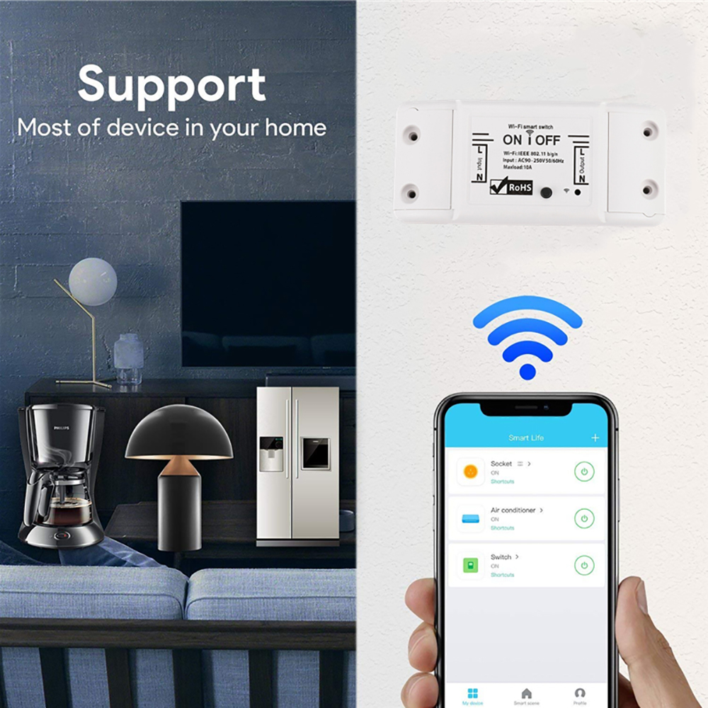 Smart Home Switch WiFi Wireless Remote Control Circuit Breaker Circuit Controller Module Alexa Google Home Smartlife Tuya App