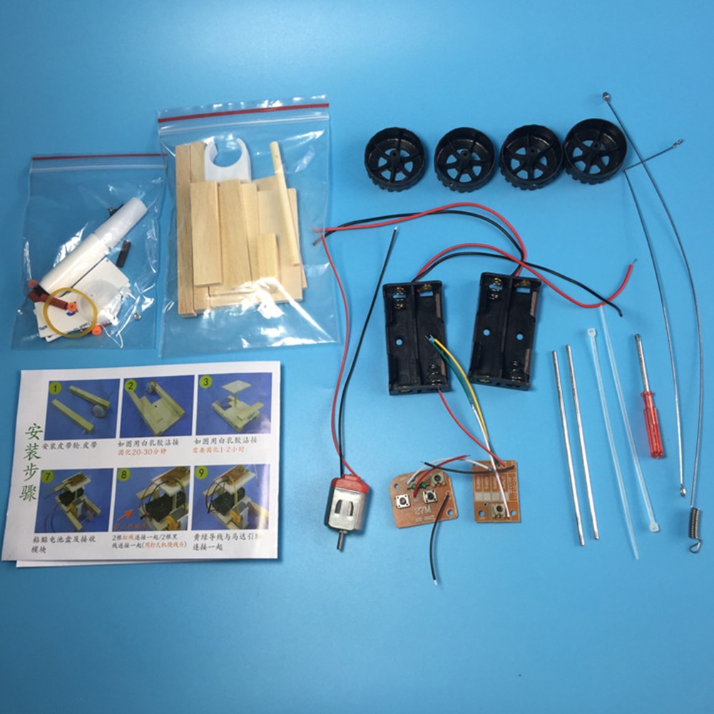 Afstandsbediening Auto Kids Kinderen Houten Wetenschap Experimenten Draadloze Educatief Speelgoed Racing Model Kit Radio Kennis Gemonteerd