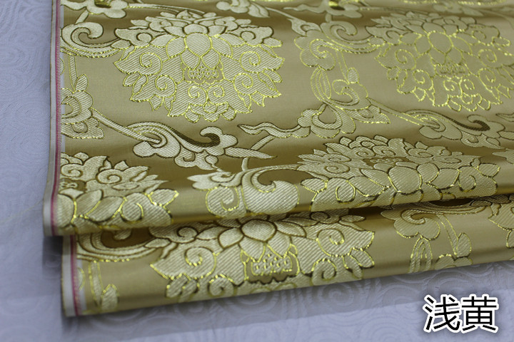 Tkanina Żakardowa Brokatowa - 75cm - Satyna Damask Faux Złoto Jedwab - Na Cheongsam, Lalki, Suknie Mongolskie: Srebrny