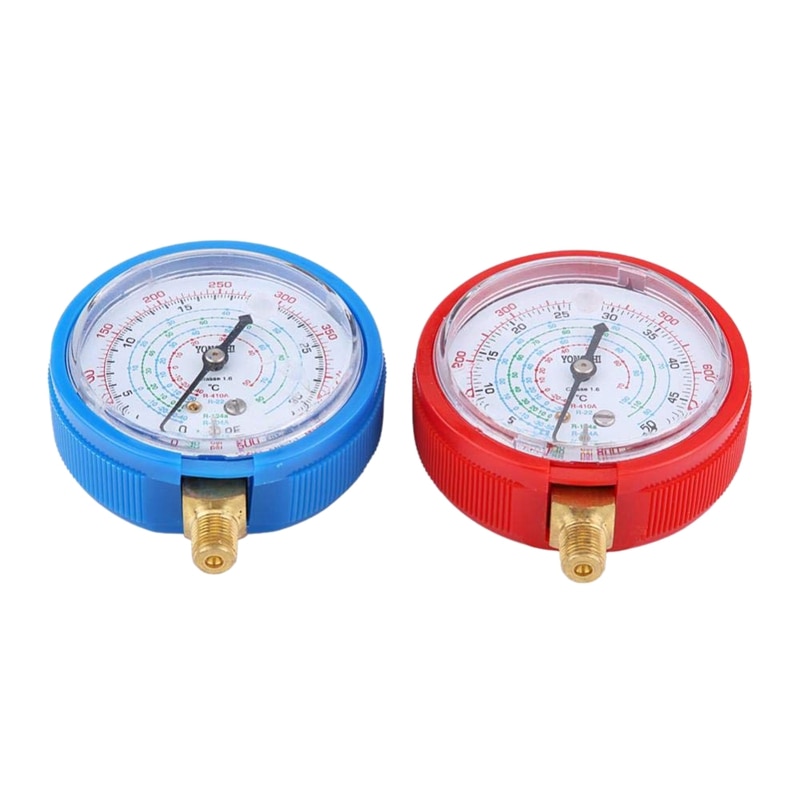 2 uds, Auto, medidor de alta baja presión, aire acondicionado, para coche, Kit de manómetro refrigerante para R410A R134A R22, refrigerante