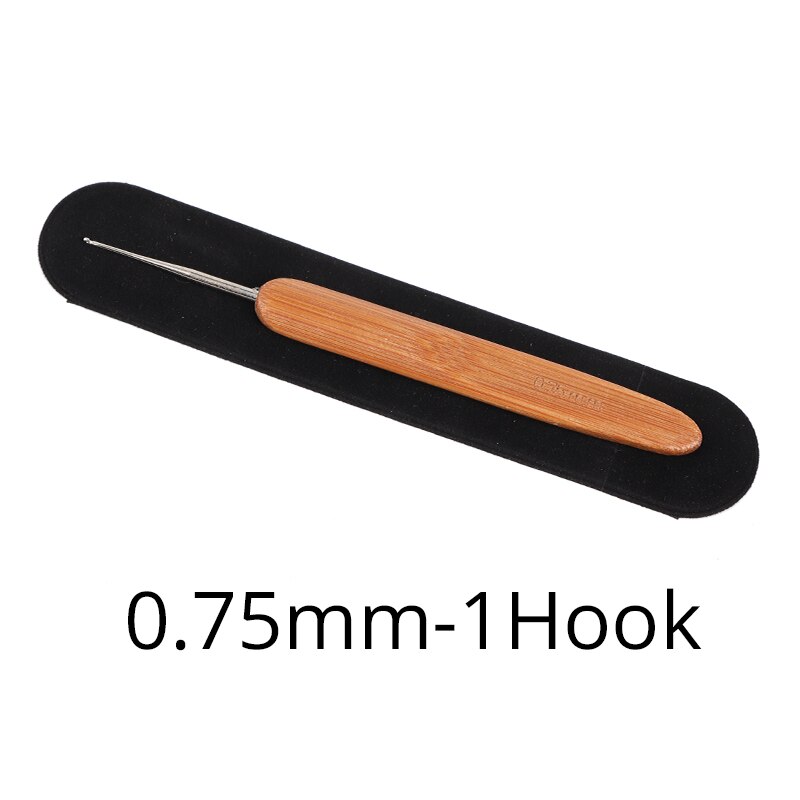 Juego de ganchos de ganchillo para extensiones de cabello, agujas de tejer con mango de bambú para Dreadlocks, herramienta de rastas de pelo, 0,5/0,75 Mm: 0.75mm 1 hook 3pcs