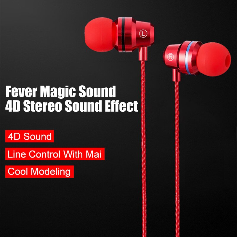 Écouteurs intra-auriculaires filaires 3.5mm écouteurs de sport musicaux pour samsung iphone xiaomi huawei honor 3.5 mm casque en métal avec microphone