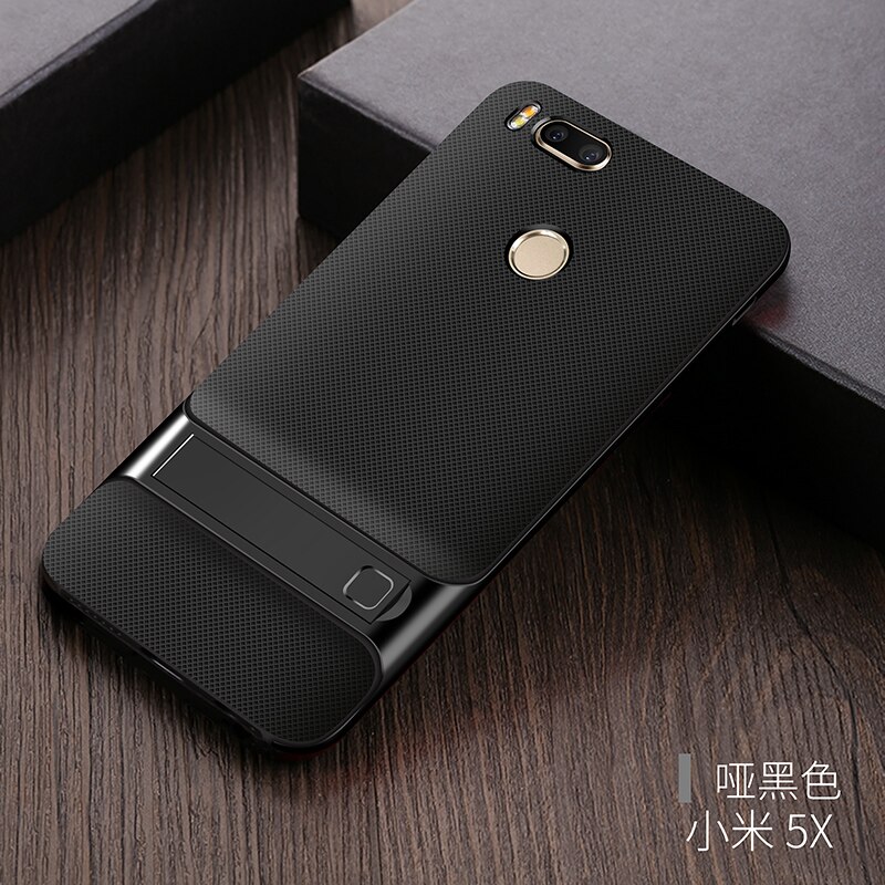 Mobiele Telefoon Back Cover Cases voor Xiao mi mi 5X mi A1 xiao mi 5X Mi A1 siliconen COVER 3D kickstand 360 Beschermende Shell Armor Coque: Royce Black