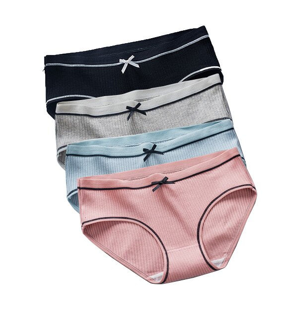 Conjunto de ropa interior de algodón para mujer, bragas de cintura media sólidas, lencería acogedora, calzoncillos tentadores, ropa interior femenina: L / NA10