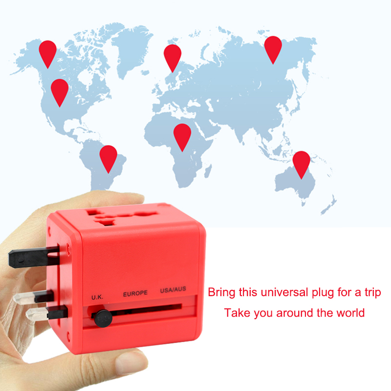 Elektrische Plug power Socket Adapter International Travel Adapter Alle-in-een rode Power Universele Adapter Wall Charger EU UK US AU