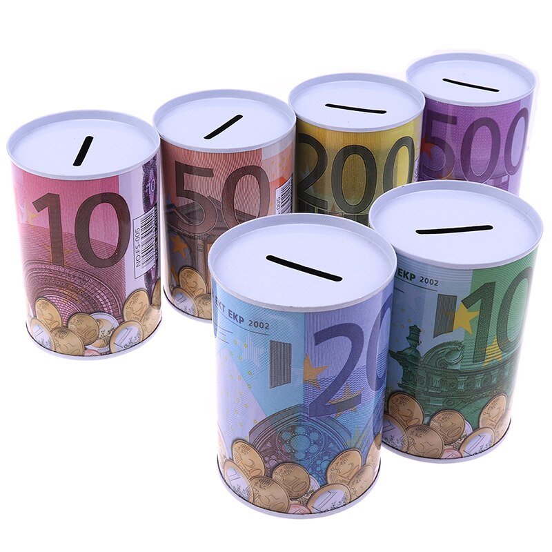 1Pc Euro Dollar Metalen Cilinder Spaarpot Besparing Spaarpot Woondecoratie