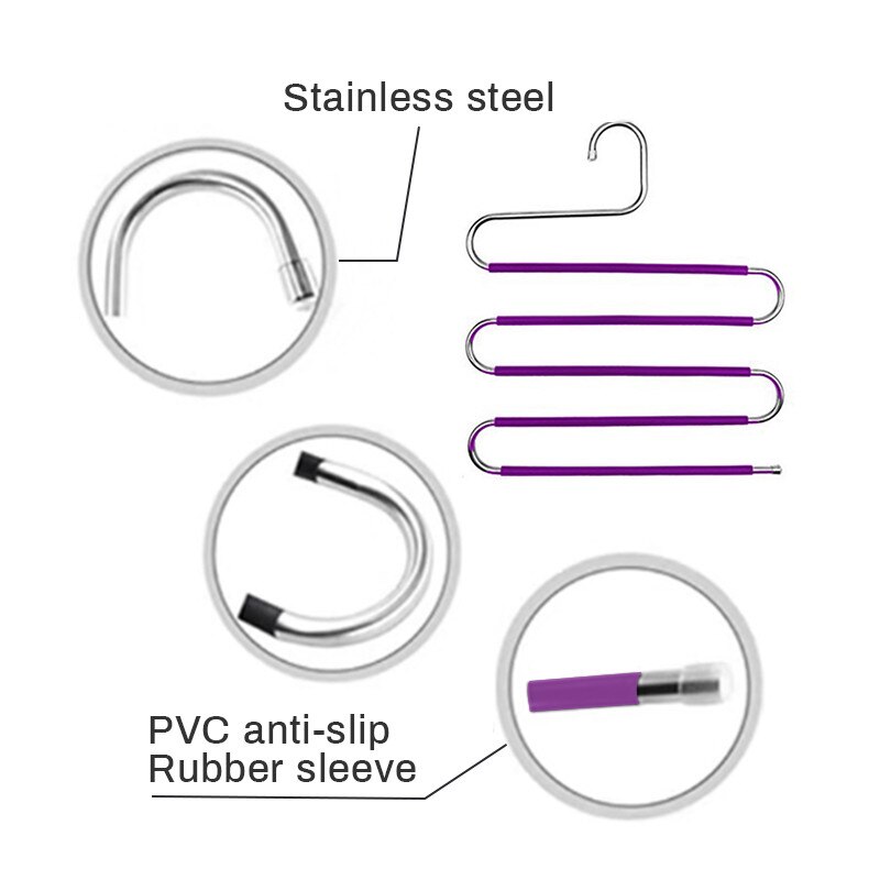 5 layers S Shape MultiFunctional Clothes Hangers Pants Storage Hangers Cloth Rack Multilayer Storage Cloth Hanger 1PCs