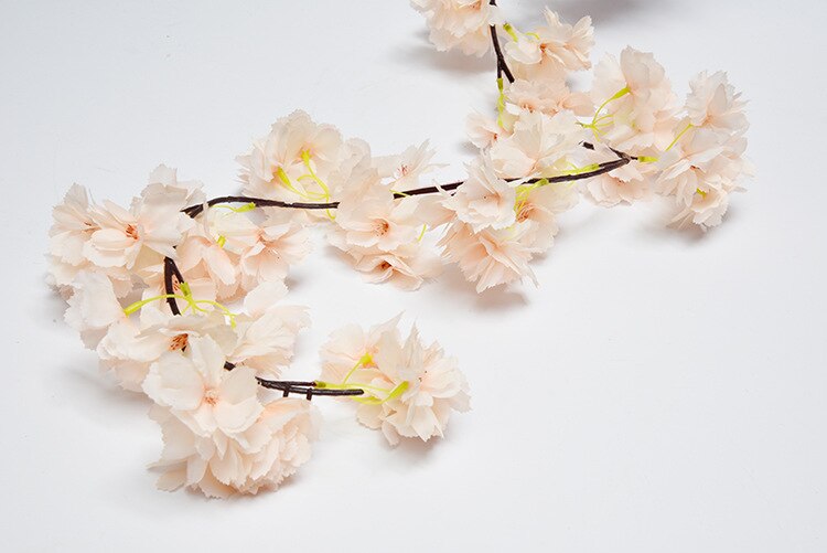 Flores artificiales de cerezo de mimbre Sakura de 180cm, guirnalda colgante de pared de vid y Flor de seda para decoración de hogar o boda: champagne
