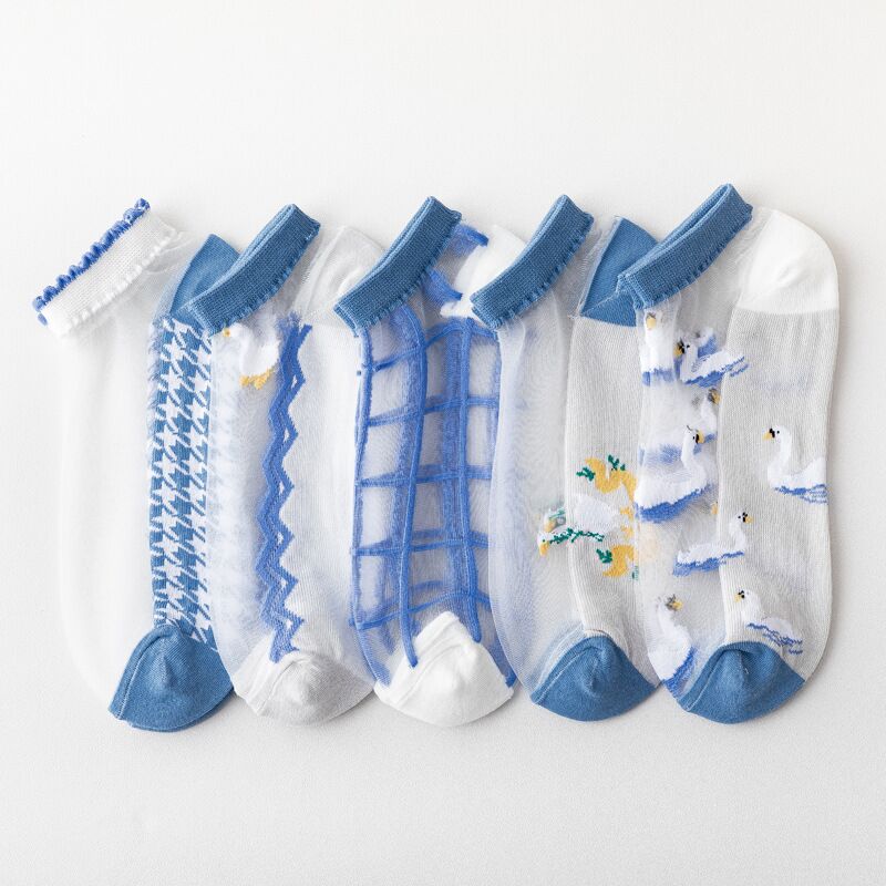 Calcetines de gasa con dibujos de animales para mujer, medias transparentes, interesantes, para verano