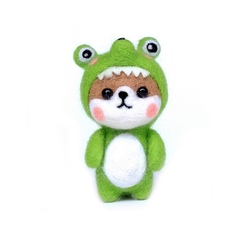 Mini Dog Merino Needle Felting Kits for Beginner, Needles, Finger Guards, Foam Mat, Instructions, DIY Felting Craft (A)