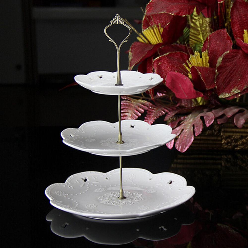 European Fruit Dessert Tier Cake Plate Stand Afternoon Tea Wedding Plates Party Tableware Cake Shop 2/3 Layer Cake Rack Plates: 3 tie Bronze