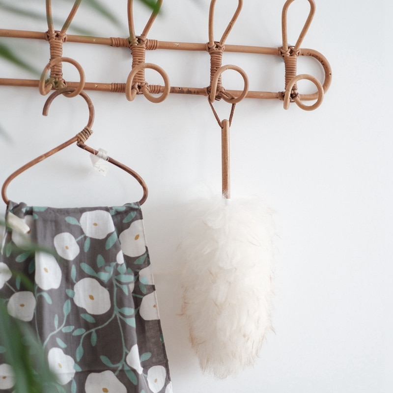 Grand cintre pour vêtements en rotin Vintage, organisateur de vêtements pour enfants, crochet mural en rotin, décoration de chambre