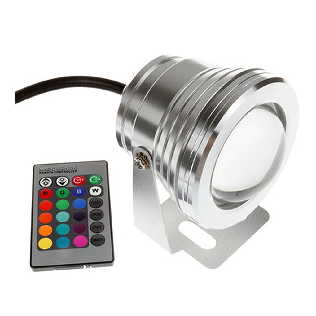 AUCD IR Remote DC 12V 10W RGB LED Swimming Pool Lights IP67 Waterproof Landscape Fountain Underwater Lamp Aquarium Spotlight WL