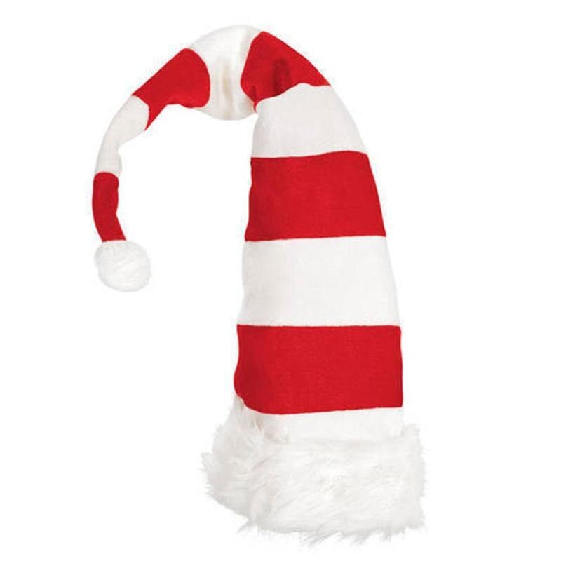 Women Christmas Elf Hat Long Striped Felt Plush Elf Cosplay Hat Stripe Party Year Hat Decoration Xmas Props Accessories G3R9: Default Title