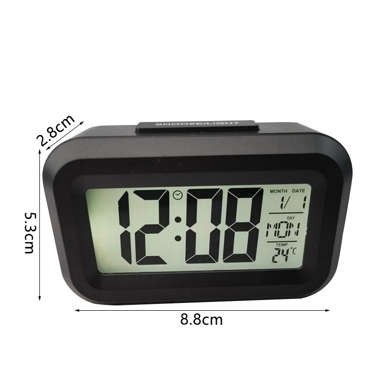 Alarma Digital LED reloj relij de mudo calendario electrónica escritorio luz Mesa Relojes de pared escritorio reloj: black C5
