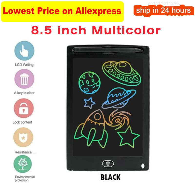 8.5Inch Electronic Drawing Board LCD Screen Writing Tablet Digital Graphic Drawing Tablets Electronic Handwriting Pad Board+Pen: Multicolor black