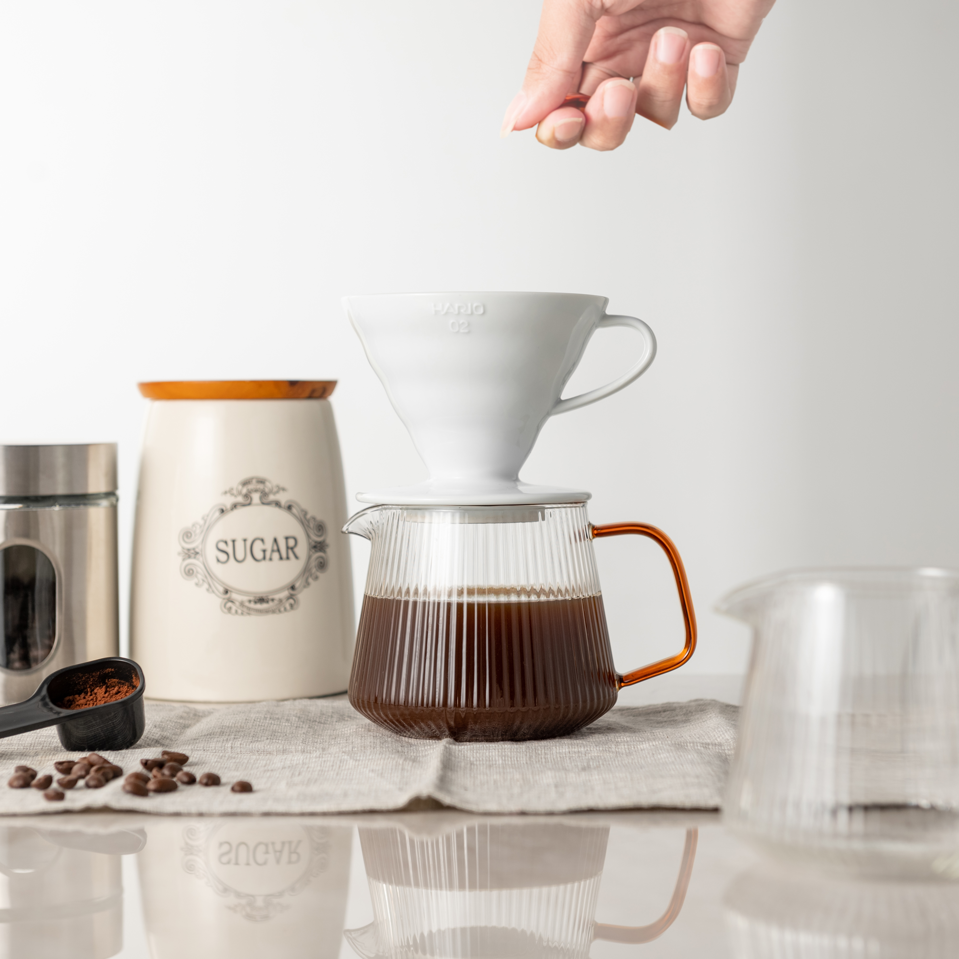 V60 300CC Kaffee Server mit pinsel, Glas Palette Kaffee Karaffe, borosilikatglas Karaffe für Gießen Über Kaffee Maker Microwa