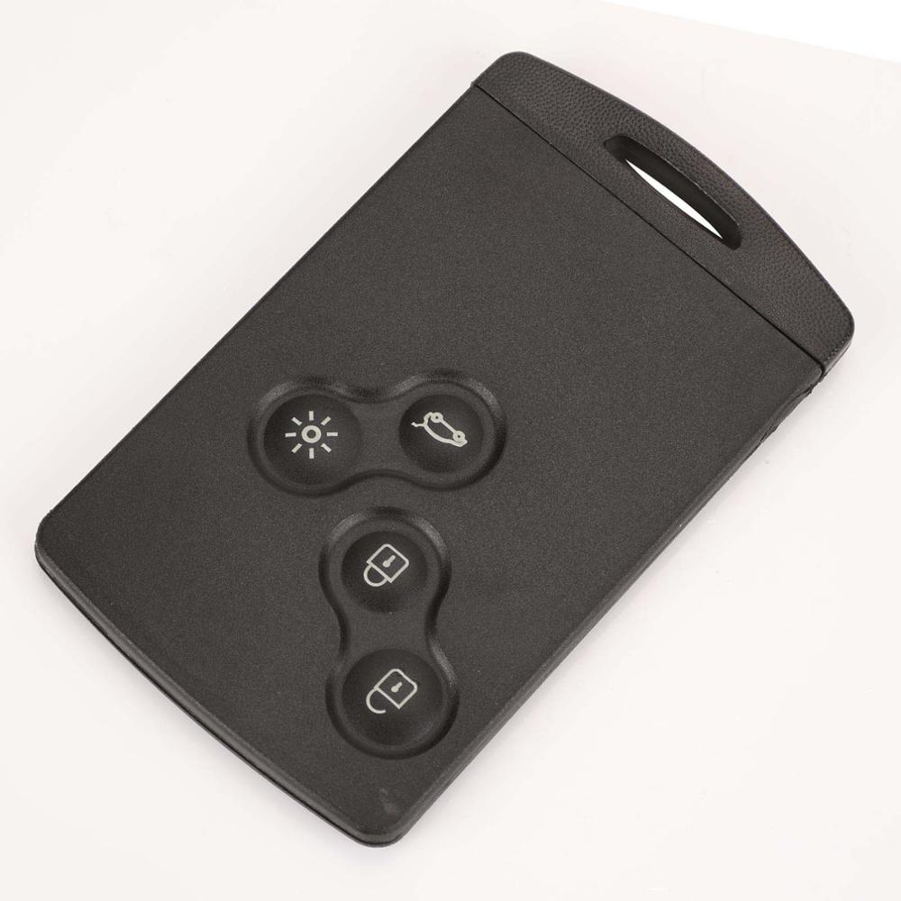 Jingyuqin 3 Knop Smart Card Voor Renault Clio Logan Megane 2 3 Koleos Scenic Card Case Zwart Autosleutelzakje shell Met Kleine Sleutel: 4 knoppen