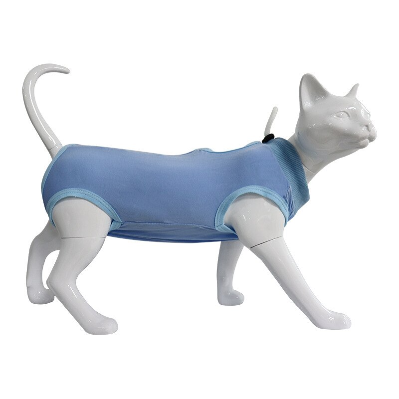 Pet Kleding Voor Katten Na Sterilisatie, Spenen Kleding Voor Vrouwelijke Katten, Wond Preventie Kleding Voor Katten, kat Chirurgische Kleding: BLUE / S