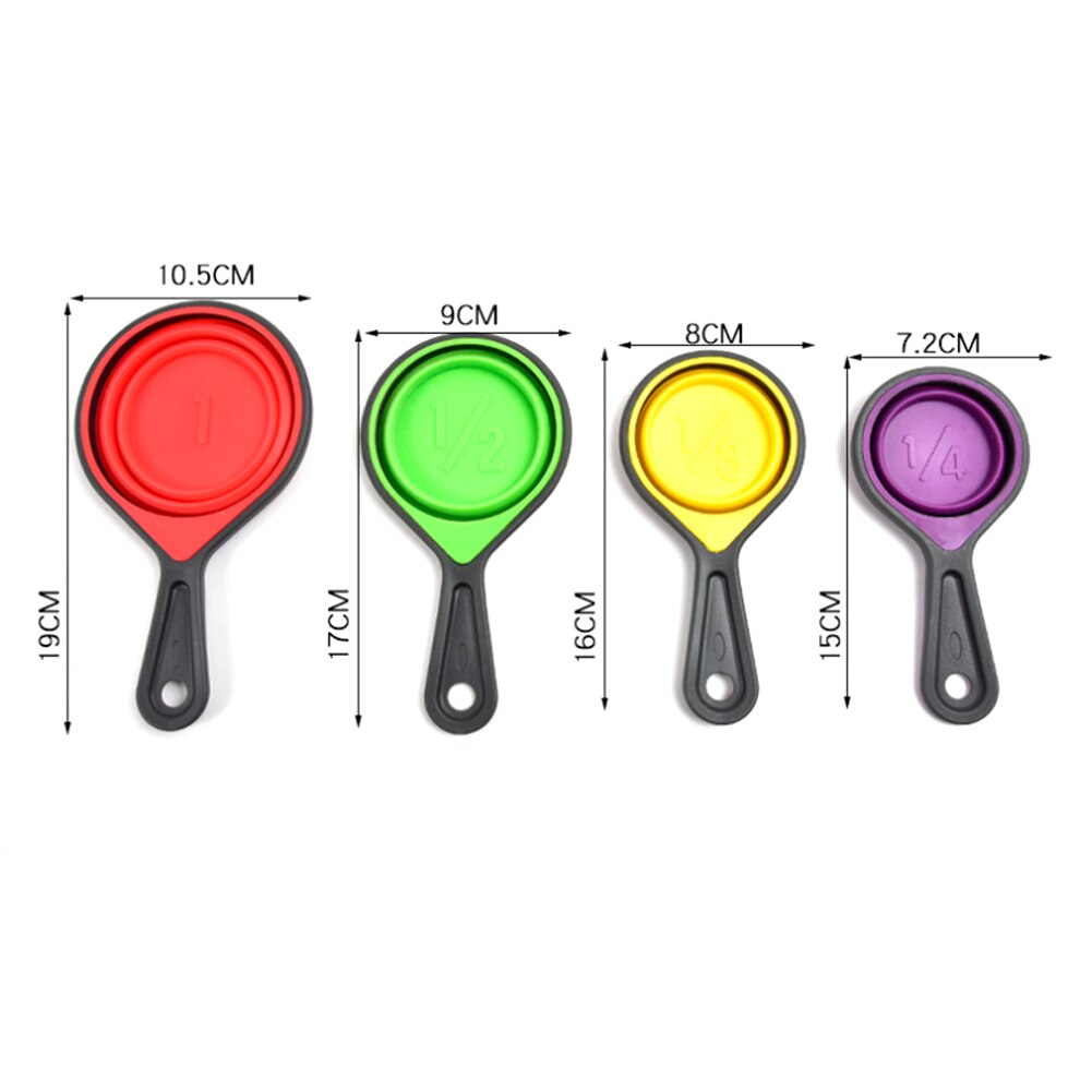 Cuchara medidora de silicona de 4 uds, cuchara medidora plegable para cocina de uso doméstico, cuchara para cocción de cristal medidora multifuncional