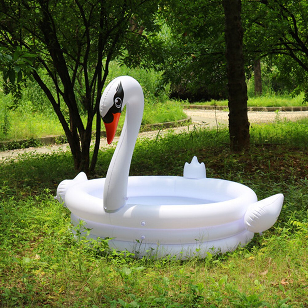 White Swan Shaped Homeheld Pool Bathtub Inflatable Swimming Pool Educational Plaything Sports Supplies for Boys Girls (White)