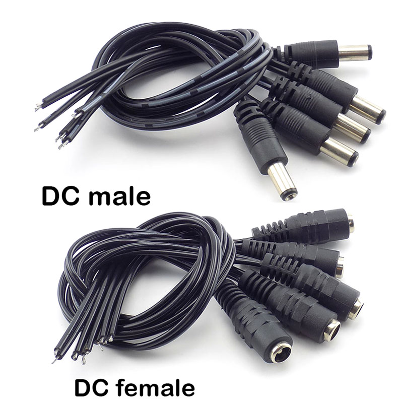 AC DC Vrouwelijke Man power Kabel draad Connector Jack Adapter Connectors voor LED Strip CCTV Camera led strip verlichting Plug 5.5x2.1mm