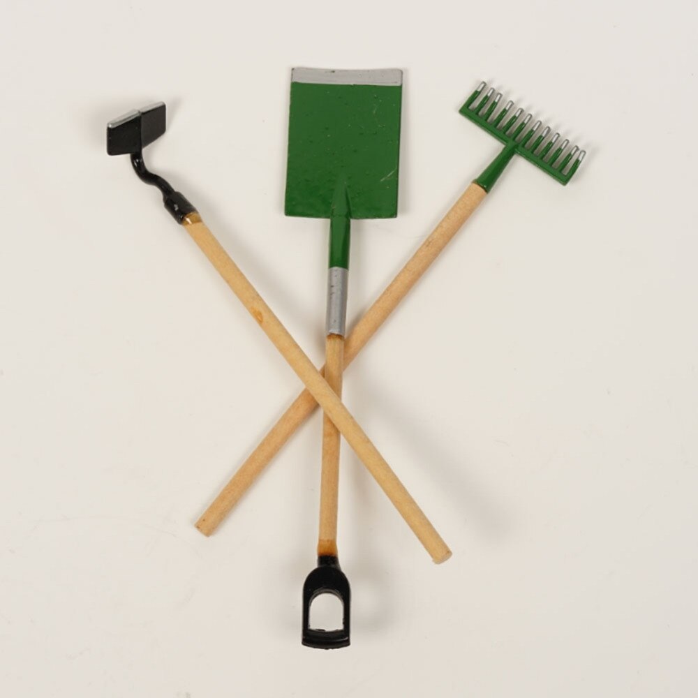Dongzhur Garden tools 3 pieces 1:12 dollhouse simulation model Potted Plants Maintenance Outdoor garden furnishings toy