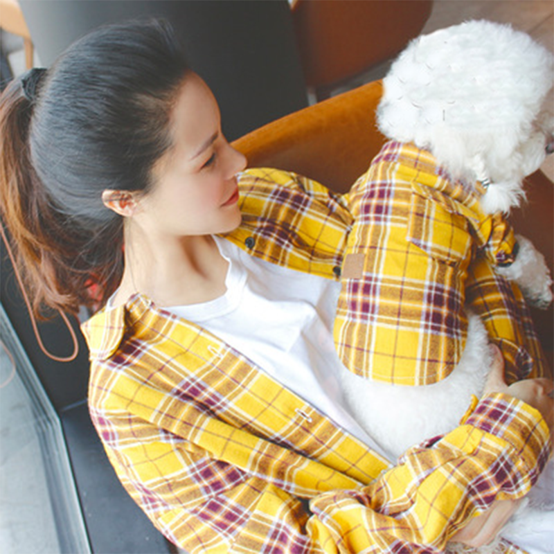 Baumwolle Chihuahua Sommer Atmungs Plaid Hemd Besitzer-Welpen Passenden Kleidung Haustier Hund Kleidung für Kleine Hunde Haustiere Kleidung