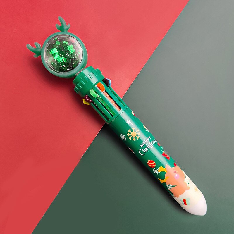 2022 Multicolor Ballpoint Pen Xmas Theme Printed 10 Colors Cute Cartoon Retractable Ballpoint Pens School Office Supply Paint: Light Grey