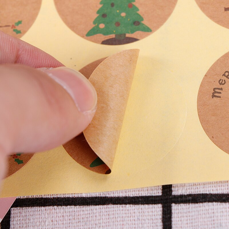 120 stuks = 10 vellen handgemaakte vrolijke kerstboom uil taart verpakking sluitlabel kraft sticker bak diy stickers