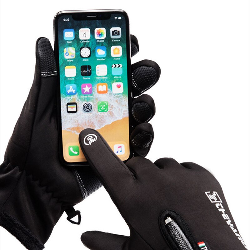 Riding Ski Gloves Winter Zipper Touch Screen Wind Protection Warm Waterproof Sports Plus Velvet Climbing Men's Ski Gloves