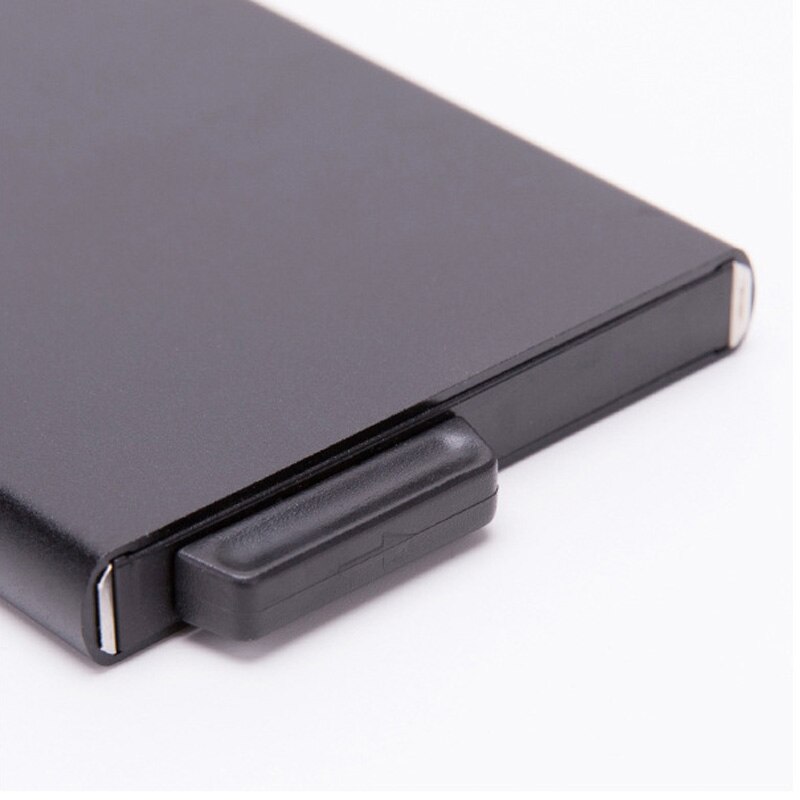 Aluminum Men Credit Card Holder Pocket Blocking Pop up Case Business RFID Wallet Travel CardHolder Black