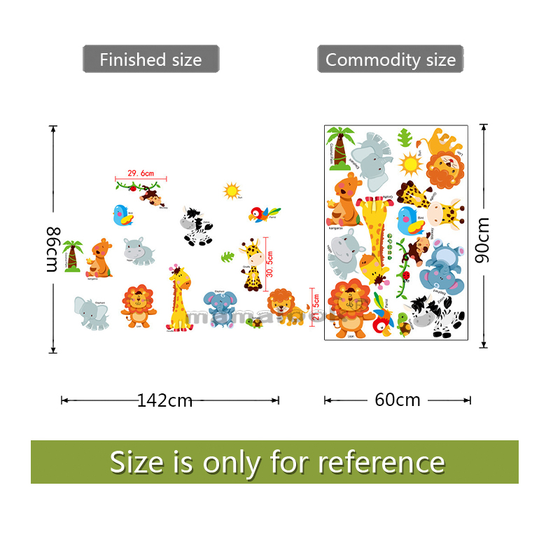 Jungle animal wall stickers Children Room Home Decor jungle safari Vinyl Kids Room Decal Baby Room Decor