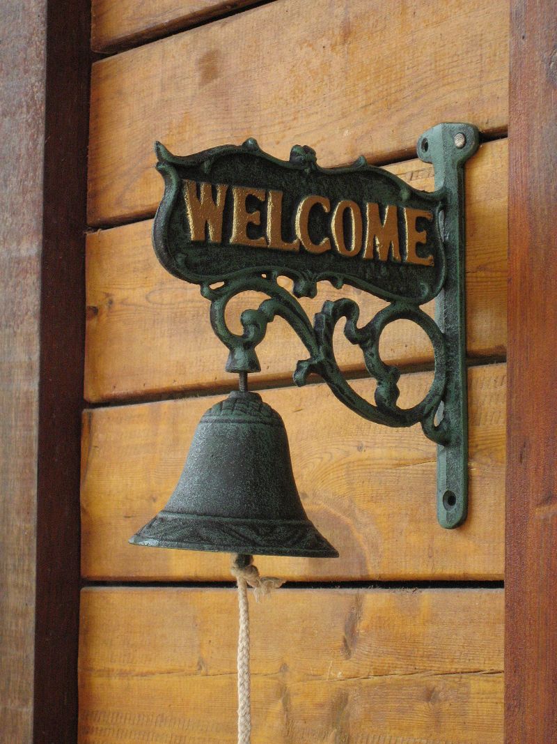European Decorative Cast Iron Ship Bell Welcome Sign, Double Side Welcome