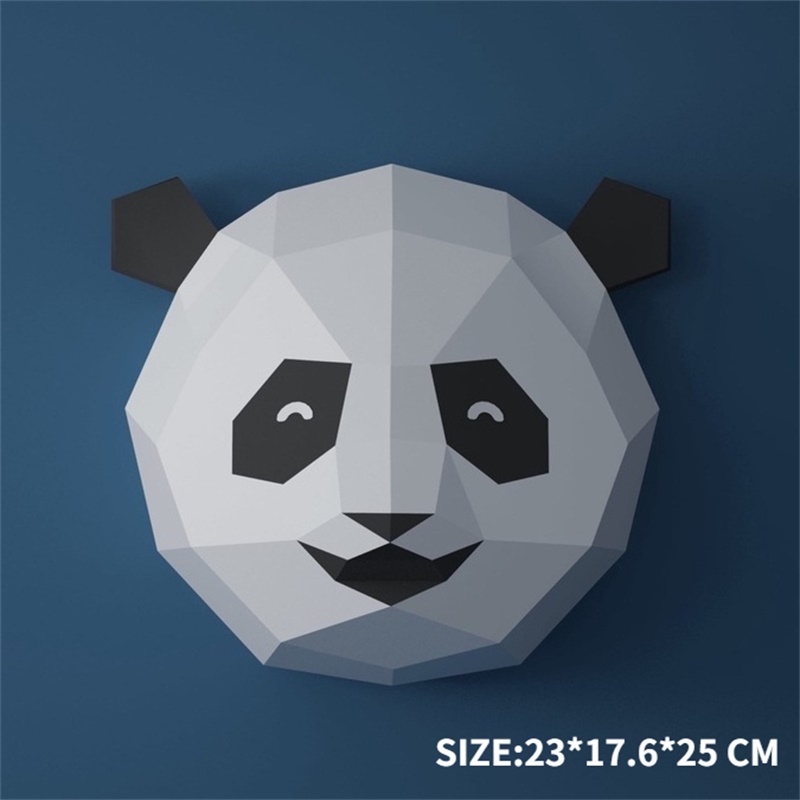 Panda Paper Model Art Sculpture Home Decor Hallway Party Wall Decorations Papercraft 3D DIY Puzzles Hand Made Toys Prop: Silver