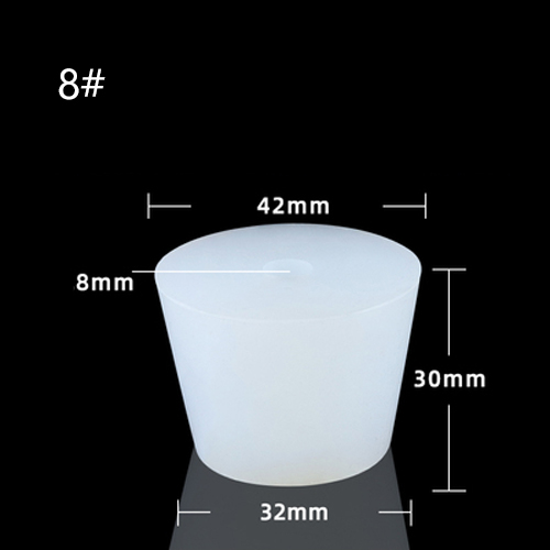 1pchome cerveja vinho rolhas de silicone plug com 8mm buraco para válvula de bloqueio a ar bubbler fermentação válvula de escape silicone borracha plug: Size 8 with Hole