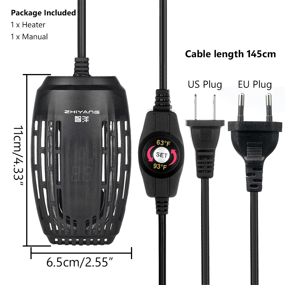 Temperature Control Heater Digital EU/US 100W Submersible Heating Aquarium Fish Tank Adjustable Rod With Auto Thermostat Water