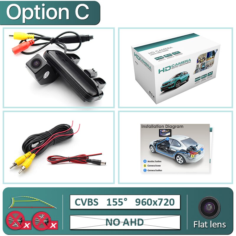 GreenYi 170 Degree 1920x1080P AHD Vehicle Rear View Camera for Mercedes Benz E Class E200 E260 E300 E350 E63 W212 C207 W207 Car: C-Dynamic Trajectory