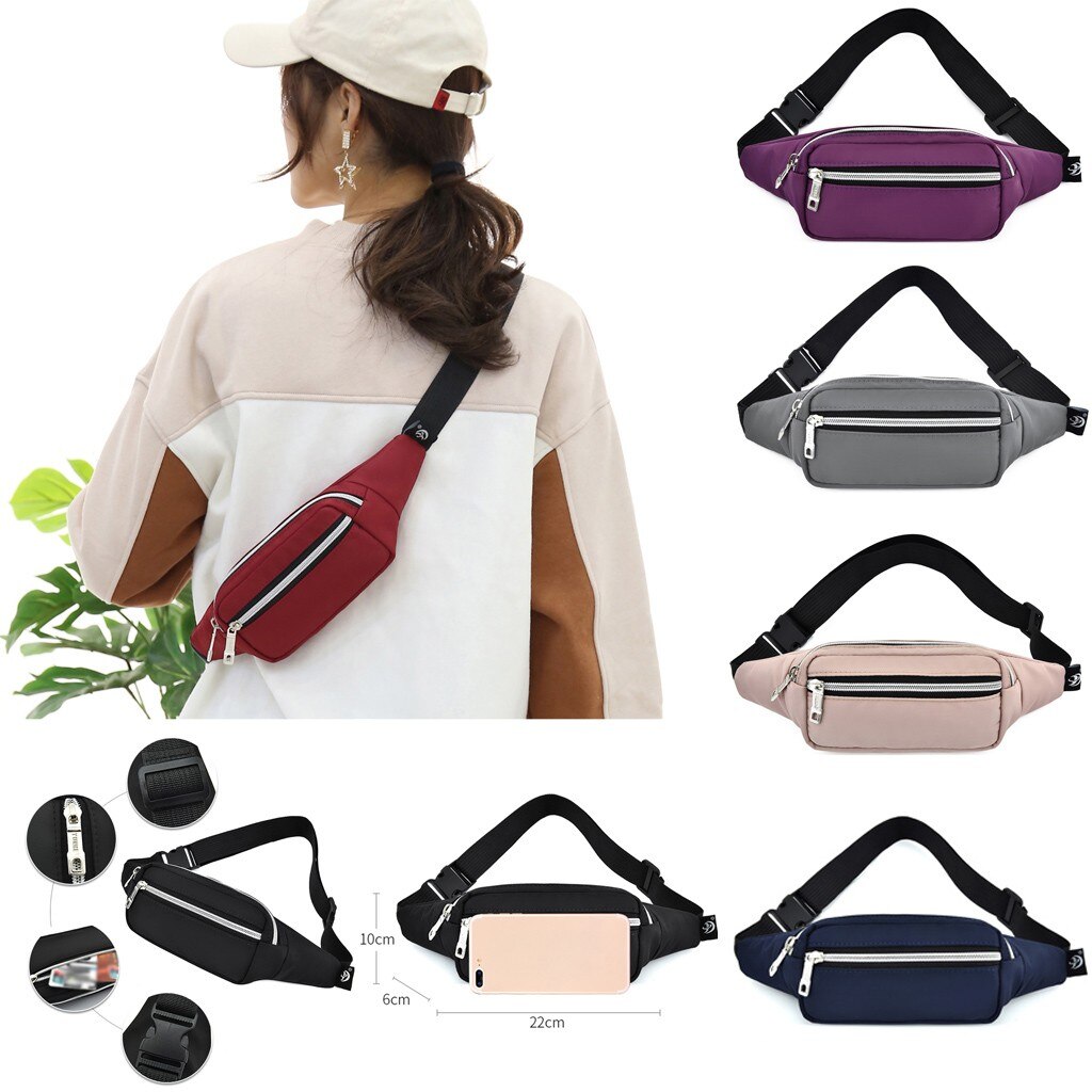 Pure Kleur All-Match Simple Vrouwen Heuptas Outdoor Sport En Vrije Tijd Draagbare Multifunctionele Borst Tas Telefoon Zak # P30
