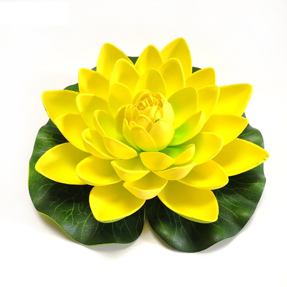 Artificial Floating Lotus Flowers Water Lily Leaf Pad Ornaments Pond Pool Aquarium Home Garden Wedding Party Decoration: Yellow