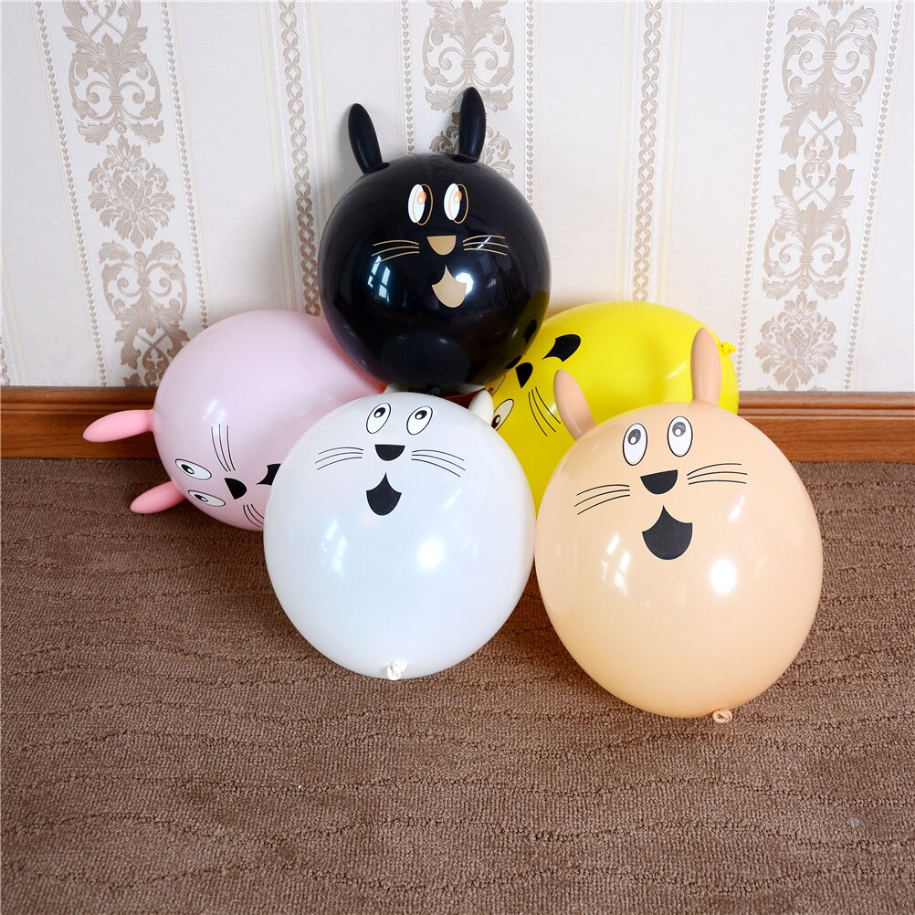 Color Random 10Pcs/Set Rabbit Head Latex Inflatable Balloon Mixed Children's Party Special Shaped Cartoon Toys