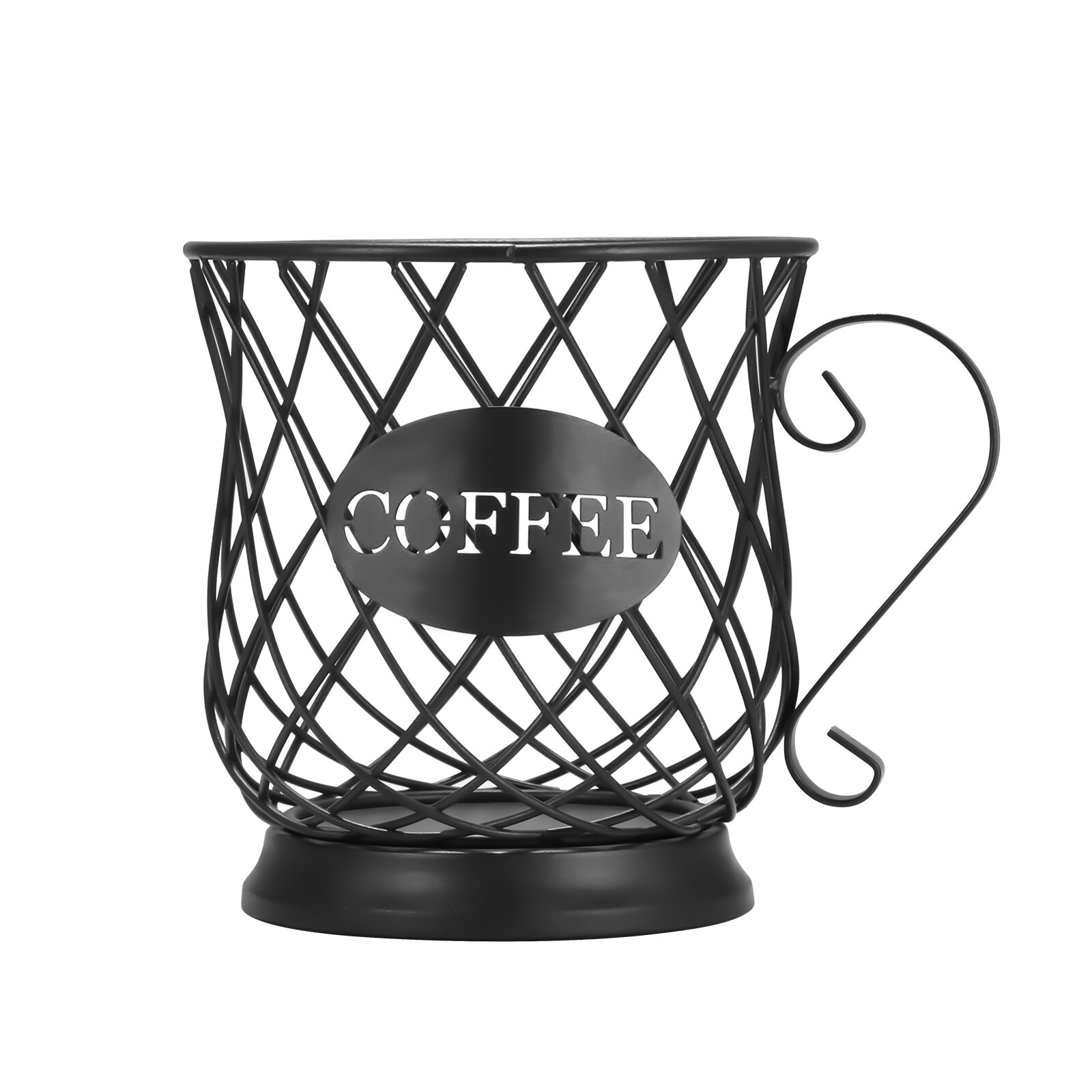 Iron Fruit Basket/Coffee Capsule Storage Basket Coffee Cup Shape Fruit Coffee Pod Storage Box For Home Cafe Decoration: black