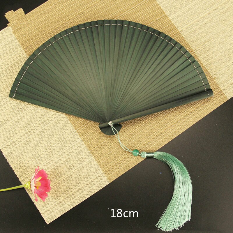 Japanse Stijl Retro Bamboe Hand Fan Klassieke Kant Ventilador Draagbare Zomer Dame Kleine Vouwen Fan Chinese Vrouwen Hand Fans: Oranje
