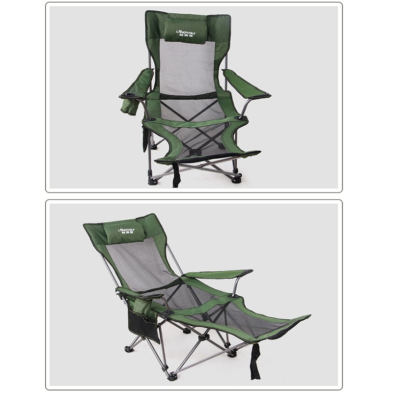 Draagbare Rugleuning Outdoor Vouwen Fauteuil Draagbare Back Vissen Dek Stoel Camping Leisure Kruk Lunchpauze Strand Kan Liggen
