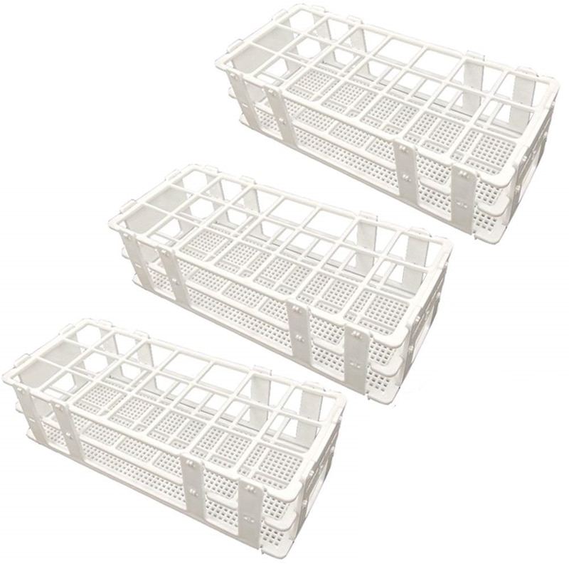 3 Paquetes de prueba de plástico soporte de tubos 21 agujeros tubo de ensayo para laboratorio soporte de tubos soporte para 30mm tubos de ensayo blanco desmontable (21 agujeros)