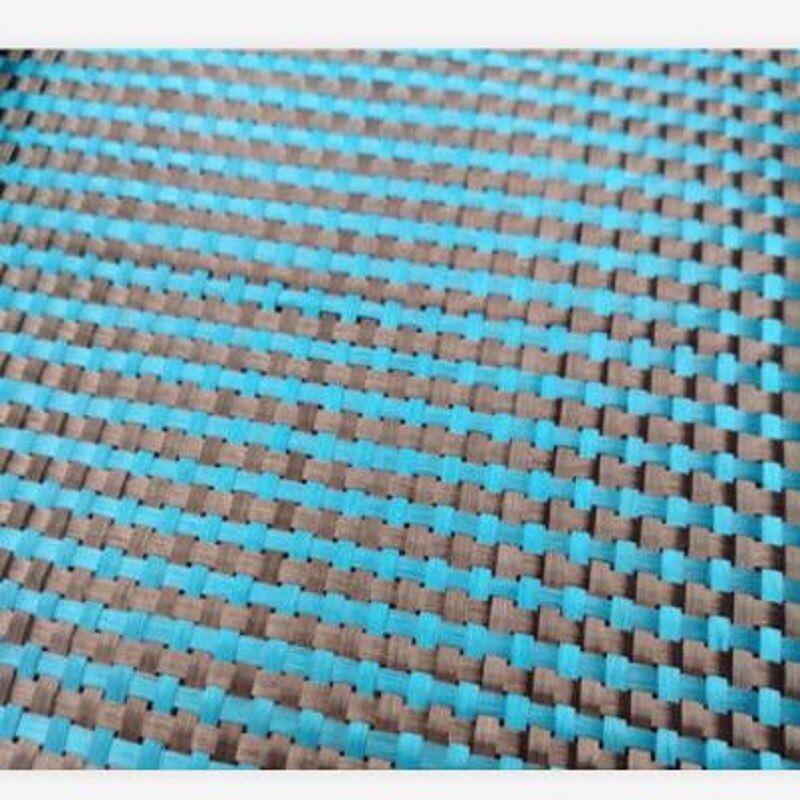 Meer Blauw Aramid Carbon Fiber Blended Stof Diy Plain Weave Gemengde Carbon Doek