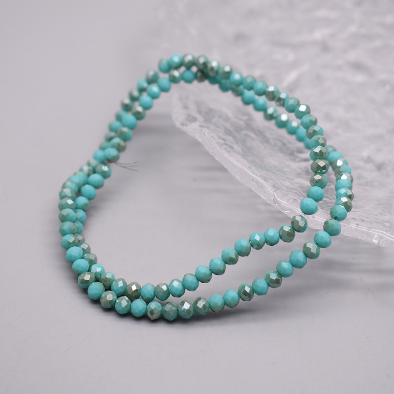 Shiny Color 4mm Rondelle Crystal Glass Beads Faceted Loose Spacer Glass Beads for Jewelry Making DIY Bracelet: Fluorescent Green