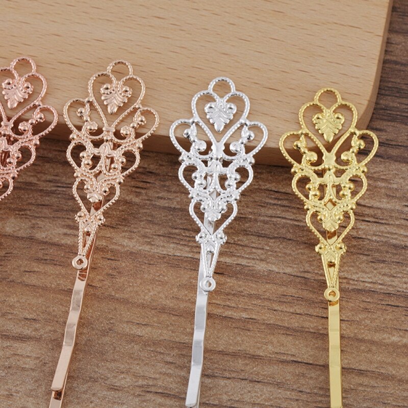 10Pcs Brons Vintage Bloem Spacer Alligator Haar Clips Bobby Pins Haarspelden Haarspeldjes Accessoires Voor Vrouwen Meisjes